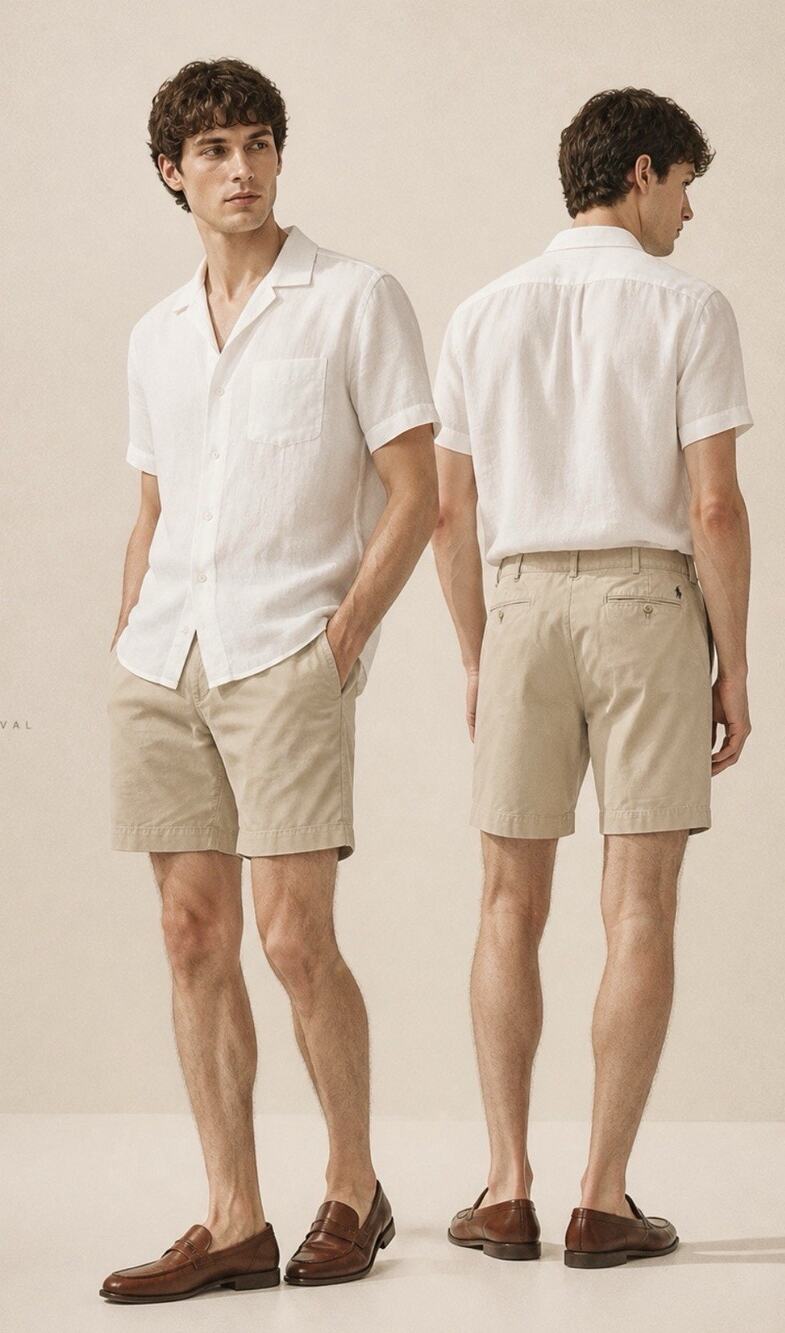 Polo Ralph Lauren Blue Pony Bermuda Khaki Shorts Size 36